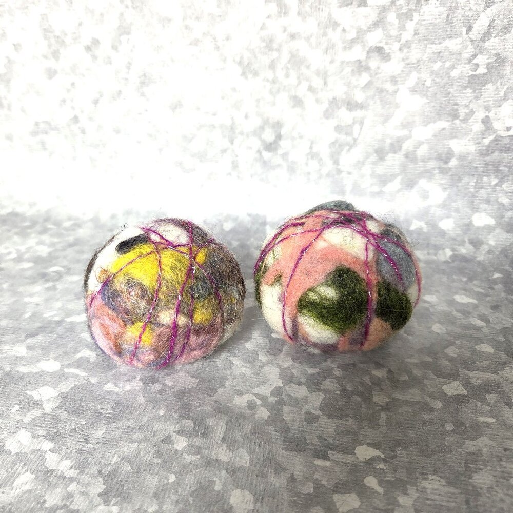 NWOT Hand Felted Wool Cat Toys with Bells - Set Of 2
